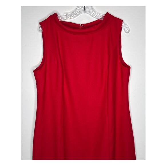 NWT Talbots Italian flannel red holiday sleeveless bateau neckline dress 16 p - Picture 5 of 15